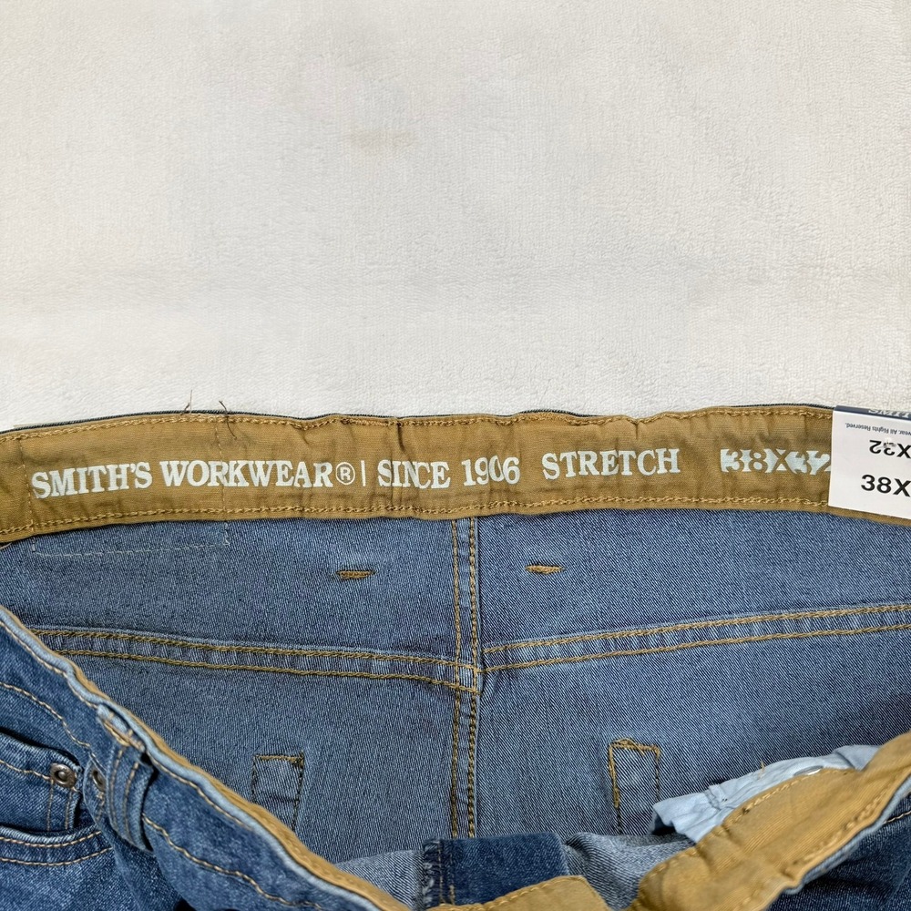 Smiths Workwear Mens Relaxed Fit Stretch Work Jeans Light Vintage Wash 38x32 - Picture 7 of 12